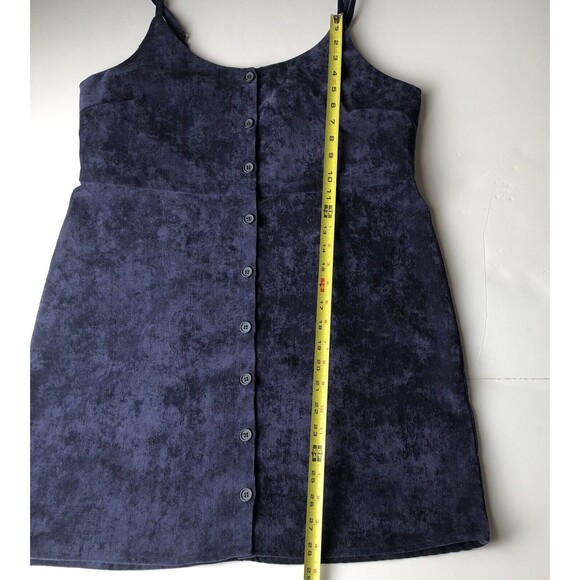 Urban Outfitters Cooperative Velvet Mini Dress Button Front Navy Blue Large - Picture 6 of 9
